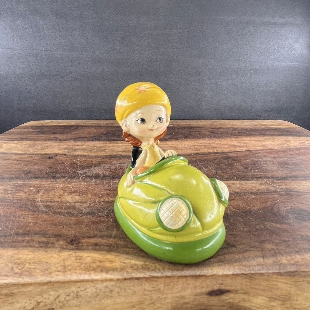 Vintage Bumper Car Kids - Green Car Figurines